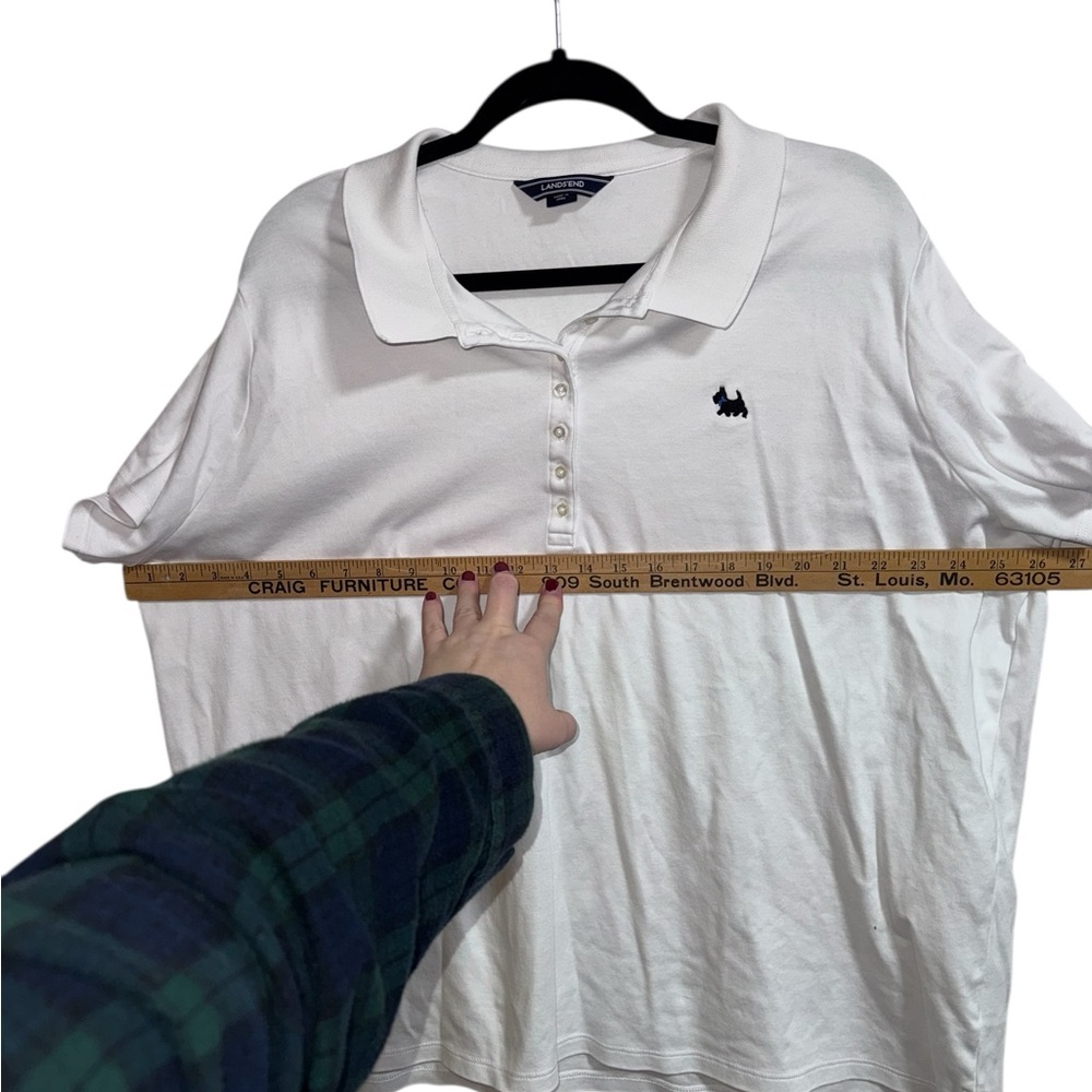 Lands’ End Pima Cotton White Polo Shirt Women’s Plus 3X Scottie Dog Logo - Picture 8 of 9